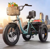 Bicicleta/Triciclo Eléctrico de Neumático Ancho con Cesta Grande de Almacenamiento 960W