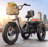 Bicicleta/Triciclo Eléctrico de Neumático Ancho con Cesta Grande de Almacenamiento 960W