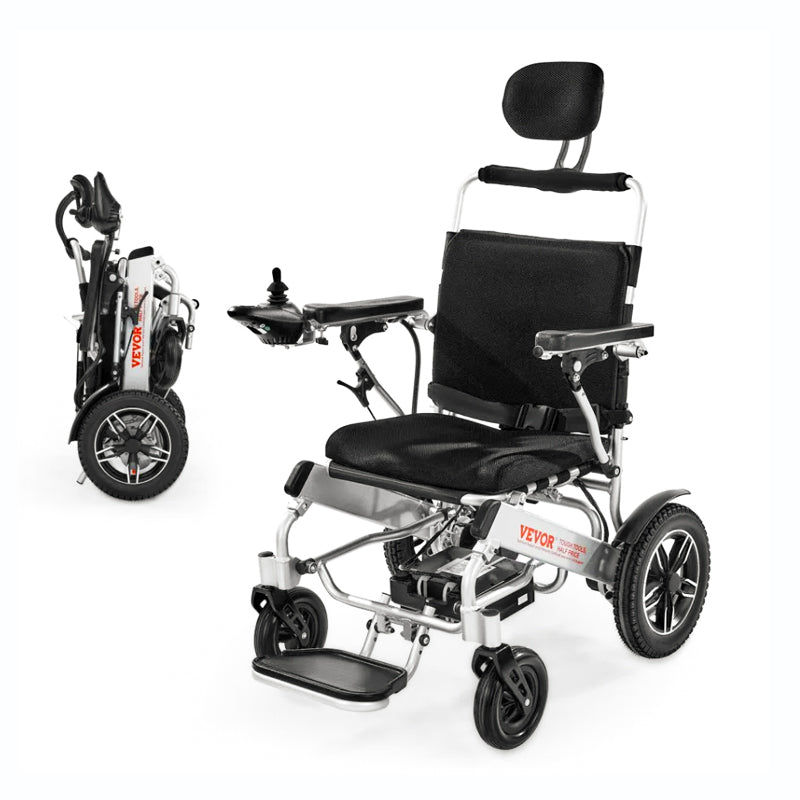 Electric Foldable Wheelchair with Adjustable Backrest Portable 21” Seat