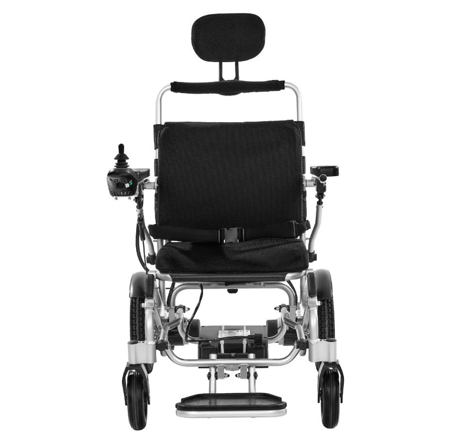 Electric Foldable Wheelchair with Adjustable Backrest Portable 21” Seat
