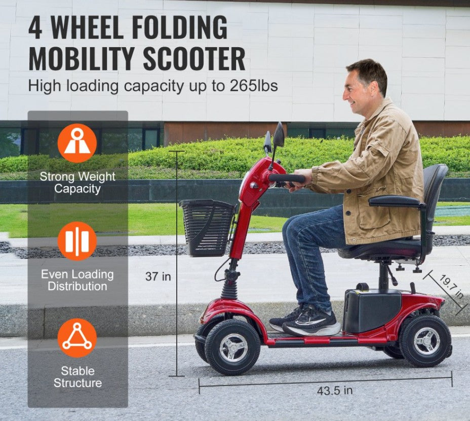 4-Wheel Folding Electric Mobility Scooter All Terrain