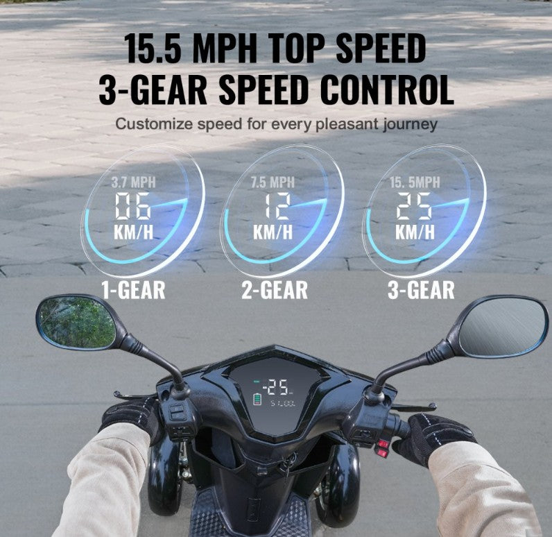 3-Speed Long Range Mobility Scooters All Terrain