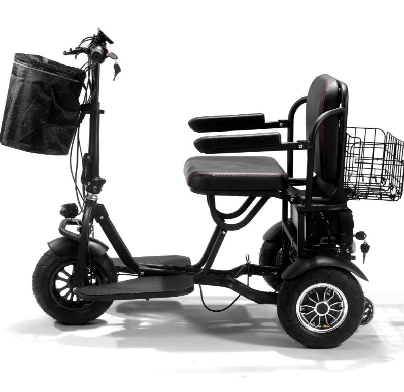 MotoTec Folding Mobility Electric Trike 48v 1000w Dual Motor Lithium Black