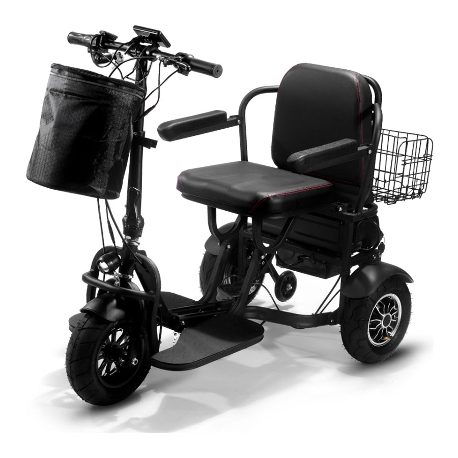 MotoTec Folding Mobility Electric Trike 48v 1000w Dual Motor Lithium Black